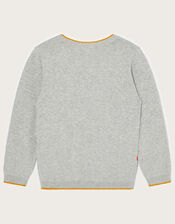 Dominic Dinosaur Knitted Jumper, Grey (GREY), large