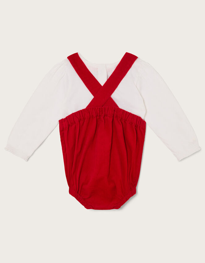 Newborn Christmas Cord Dungarees and Top Set, Red (RED), large