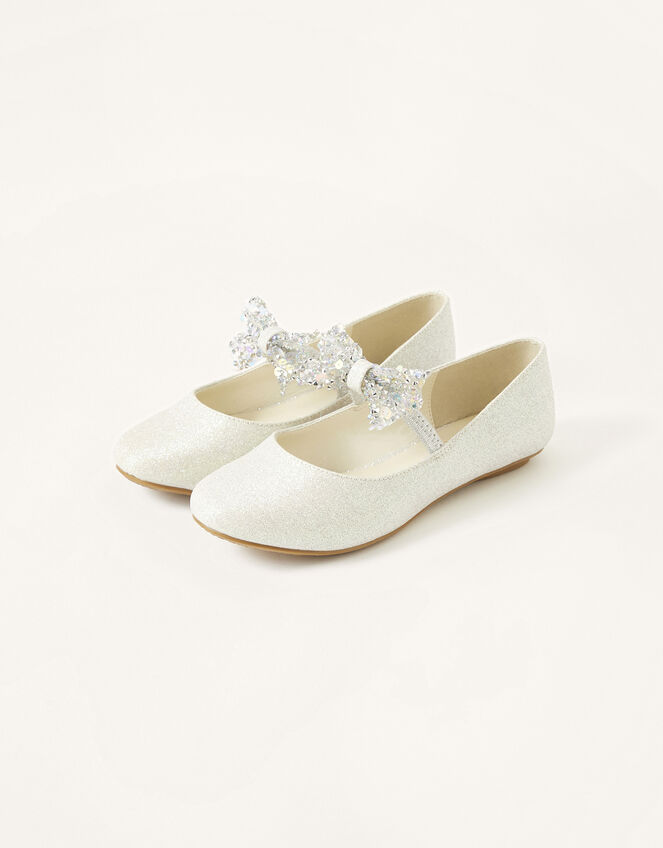 Cassie Shimmer Dazzle Bow Ballerina Flats`, Silver (SILVER), large