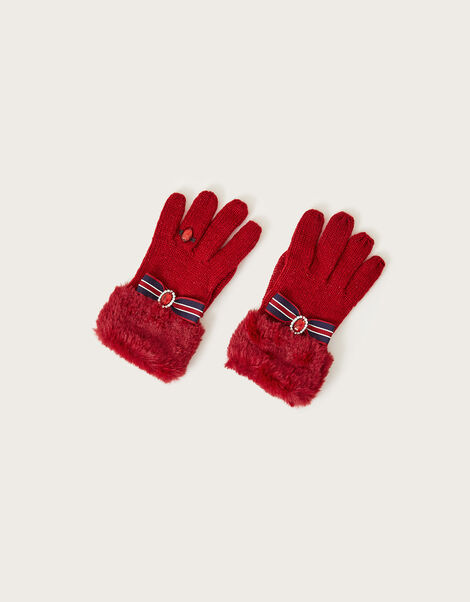 Bow Ring Gloves, Red (RED), large
