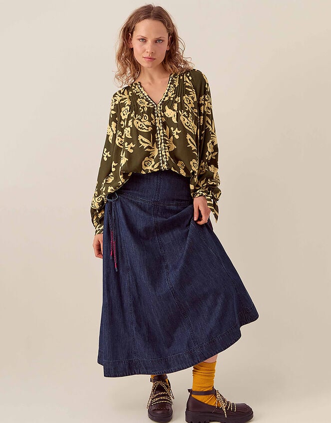 East Kris Hand Batik Top, Green (OLIVE), large