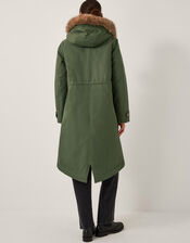 Paula Faux Fur Parka Coat, Green (KHAKI), large