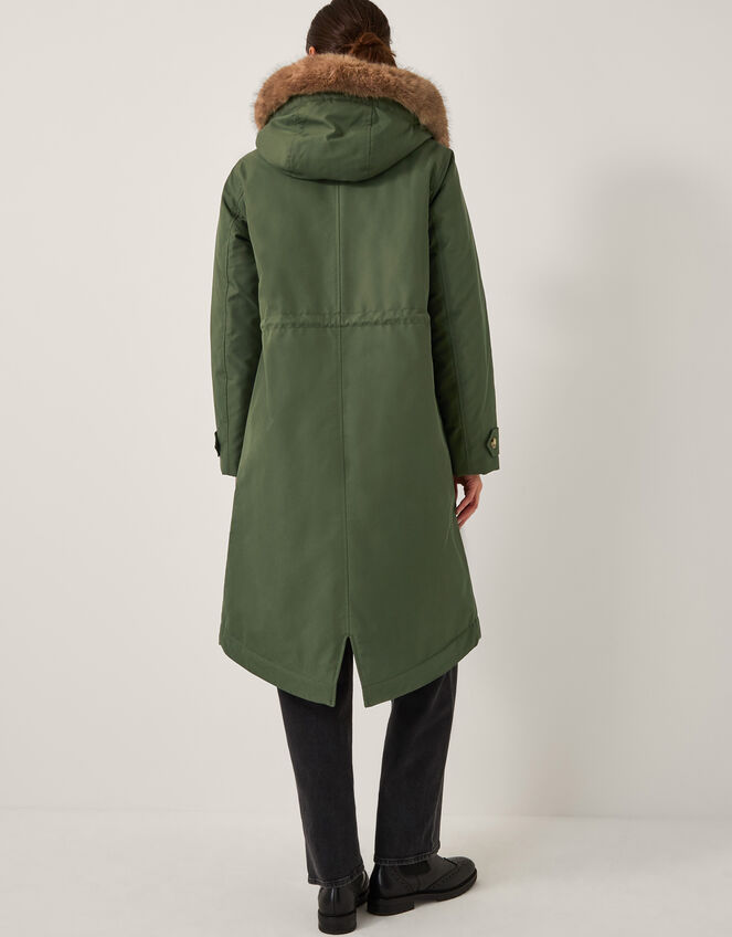 Paula Faux Fur Parka Coat, Green (KHAKI), large