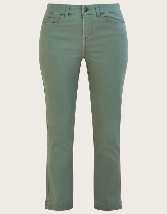 Safaia Cropped Skinny Jeans in Sustainable Cotton, Green (KHAKI), large