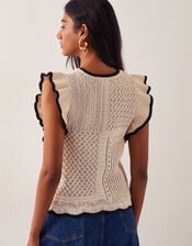Ray Ruffle Knitted Tank Top, Ivory (IVORY), large