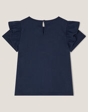 Floral Cowboy Boot Embroidered T-Shirt, Blue (NAVY), large