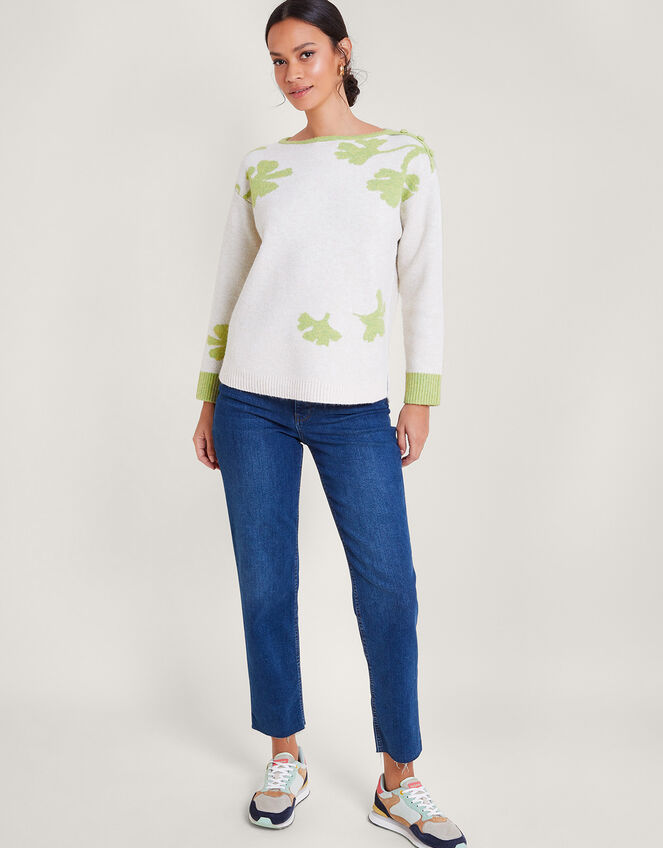 Pia Pattern Sweater, Ivory (IVORY), large