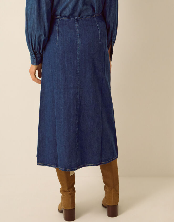 Kitty Denim Kilt Midi Skirt, Blue (INDIGO), large