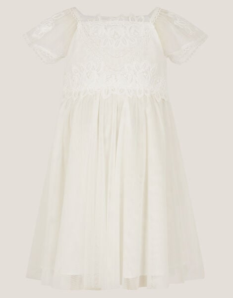 Baby Floella Floral Lace Dress, Ivory (IVORY), large