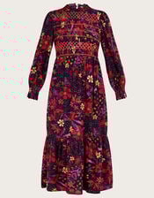 Floral Smock Dress, Blue (NAVY), large