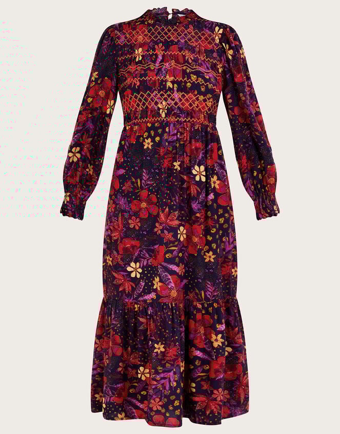 Floral Smock Dress, Blue (NAVY), large