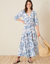 Roxanna Floral Tiered Maxi Dress, Blue (BLUE), large