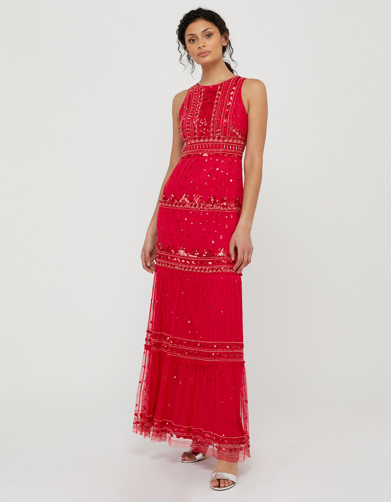 Sai Sustainable Embellished Maxi Dress Red