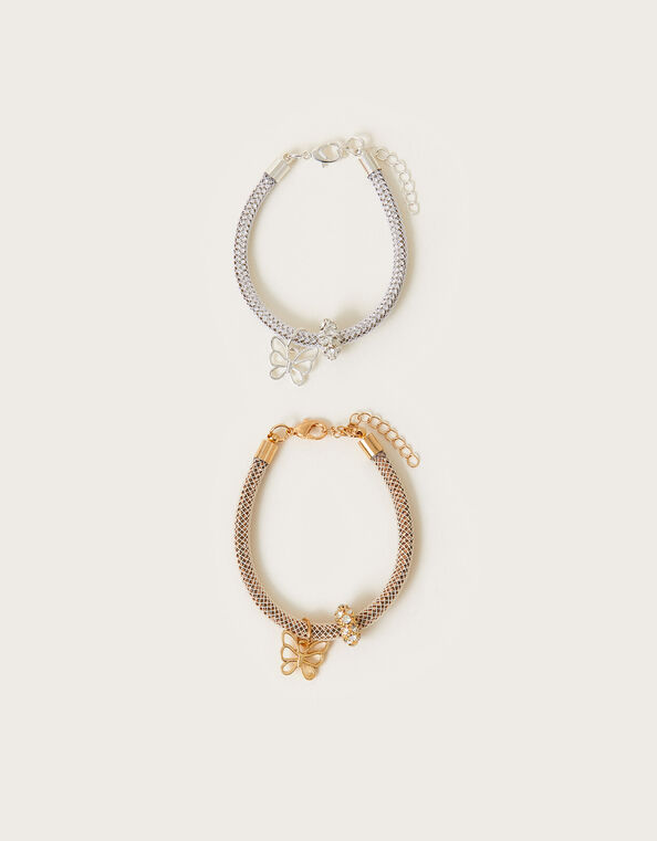 2-Pack Diamante Butterfly Tube Bracelets, , large
