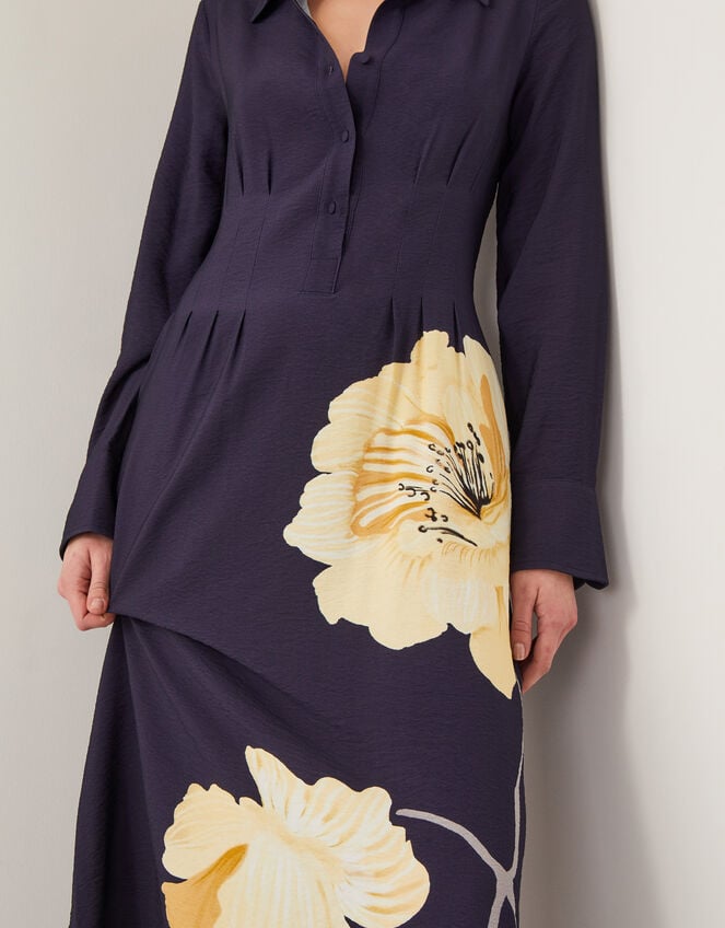 Fearne Floral Midi Shirt Dress, Blue (NAVY), large
