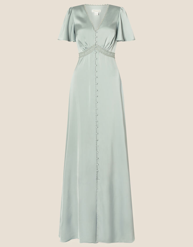 Ivy Satin Shorter Length Dress, Green (GREEN), large