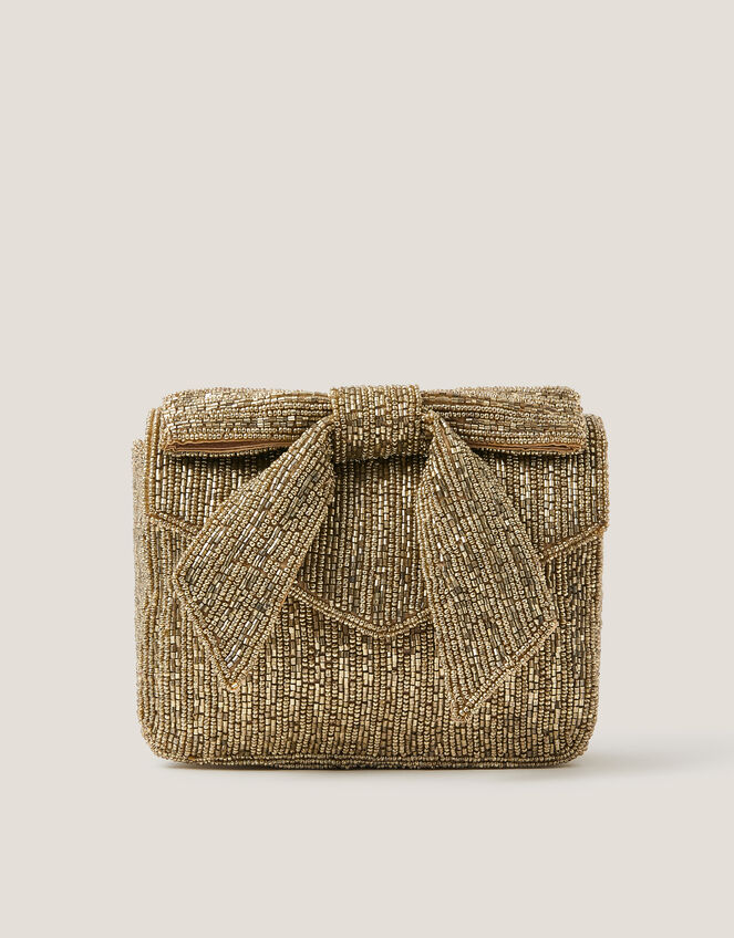 Bella Beaded Bow Bag, Gold (GOLD), large