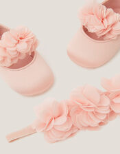 Baby Bow Satin Walker Shoes, Pink (PINK), large