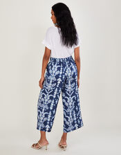 Ikat Print Pants in Linen Blend, Blue (BLUE), large