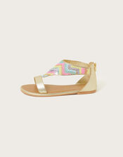 Pastel Sequin Rainbow Sandals, Multi (MULTI), large