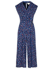 Dione Ditsy Floral Jersey Jumpsuit, Blue (NAVY), large