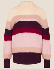 Stripe Cowl Neck Jumper, Ivory (IVORY), large
