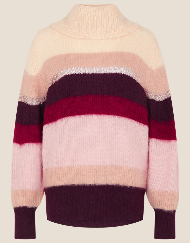 Stripe Cowl Neck Jumper, Ivory (IVORY), large