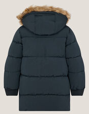 Mid Length Puffer Coat, Blue (NAVY), large