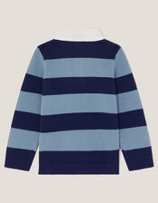 Varsity Stripe Polo Sweater, Blue (BLUE), large