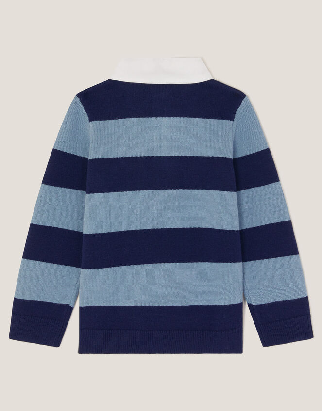 Varsity Stripe Polo Sweater, Blue (BLUE), large