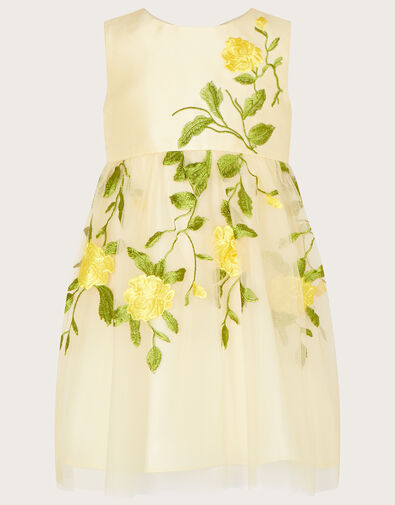 Baby Rose Embroidered Dress, Yellow (LEMON), large