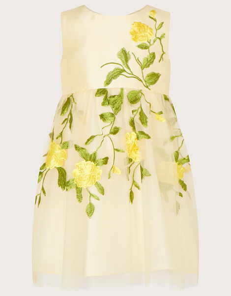 Baby Rose Embroidered Dress, Yellow (LEMON), large