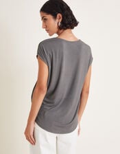 Wilde Sleeveless Satin Top, Gray (GREY), large