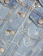 Unicorn Rhinestone Denim Jacket, Blue (BLUE), large