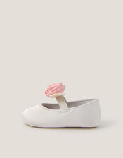 Baby Rosette Booties, Ivory (IVORY), large