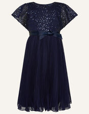 Cape Sleeve Diamond Sequin Keita Dress, Blue (NAVY), large