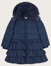 Multi Tier Padded Coat, Blue (NAVY), large