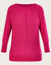 Super-Soft Slash Scallop Neck Jumper, Pink (PINK), large