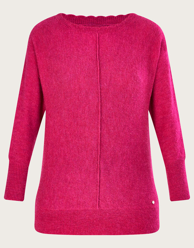 Super-Soft Slash Scallop Neck Jumper, Pink (PINK), large