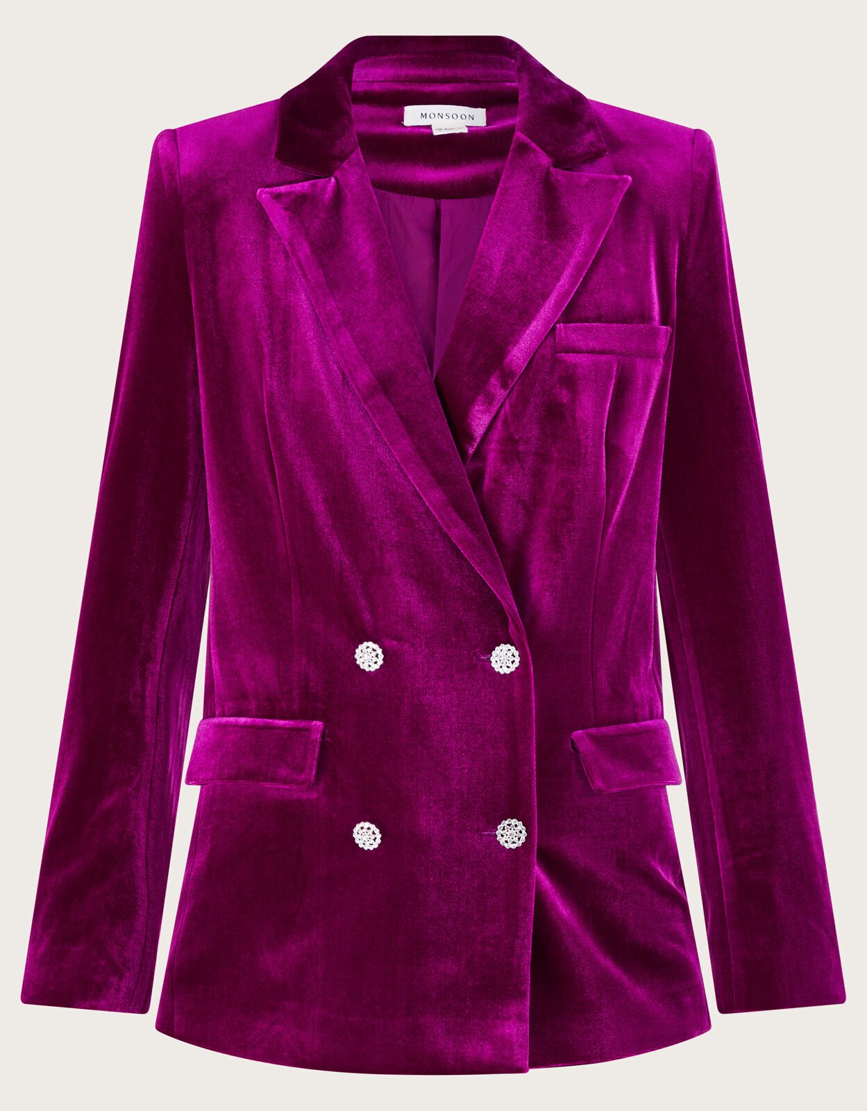 Edith Velvet Double Breasted Blazer Pink