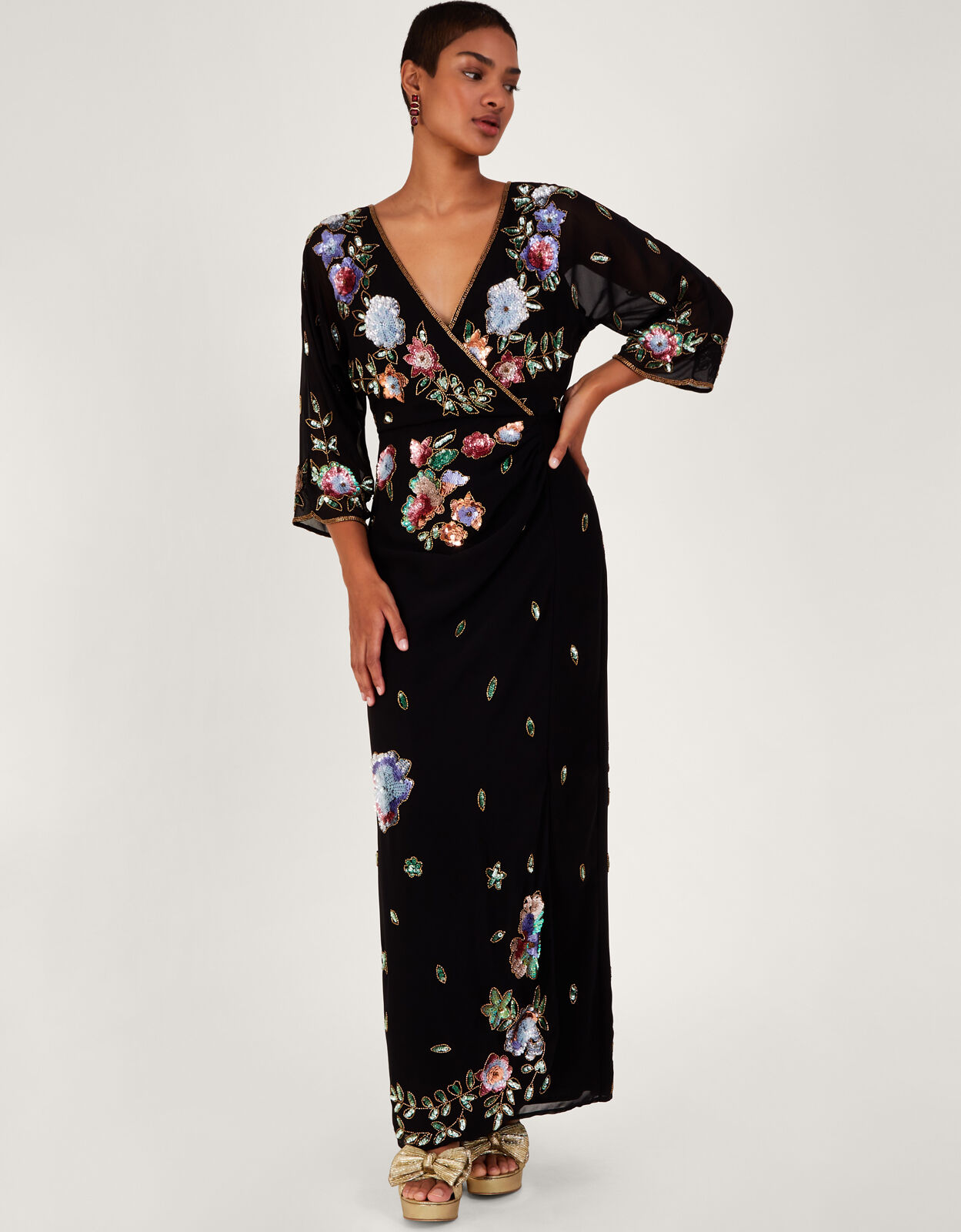 Monsoon black evening dress on sale