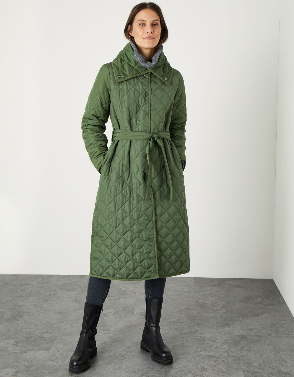 Stella Quilted Padded Coat in Recycled Polyester Green