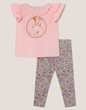 Baby Bunny T-shirt and Floral Leggings Set, Pink (PINK), large