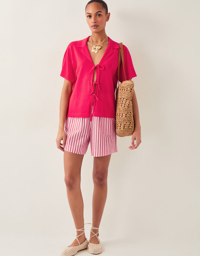 Liv High-Waisted Stripe Shorts, Red (RED), large