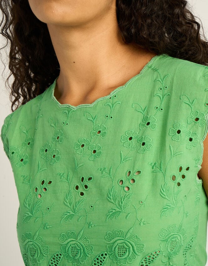 Petite Mendigote Tifaine Broderie Cropped Top, Green (GREEN), large