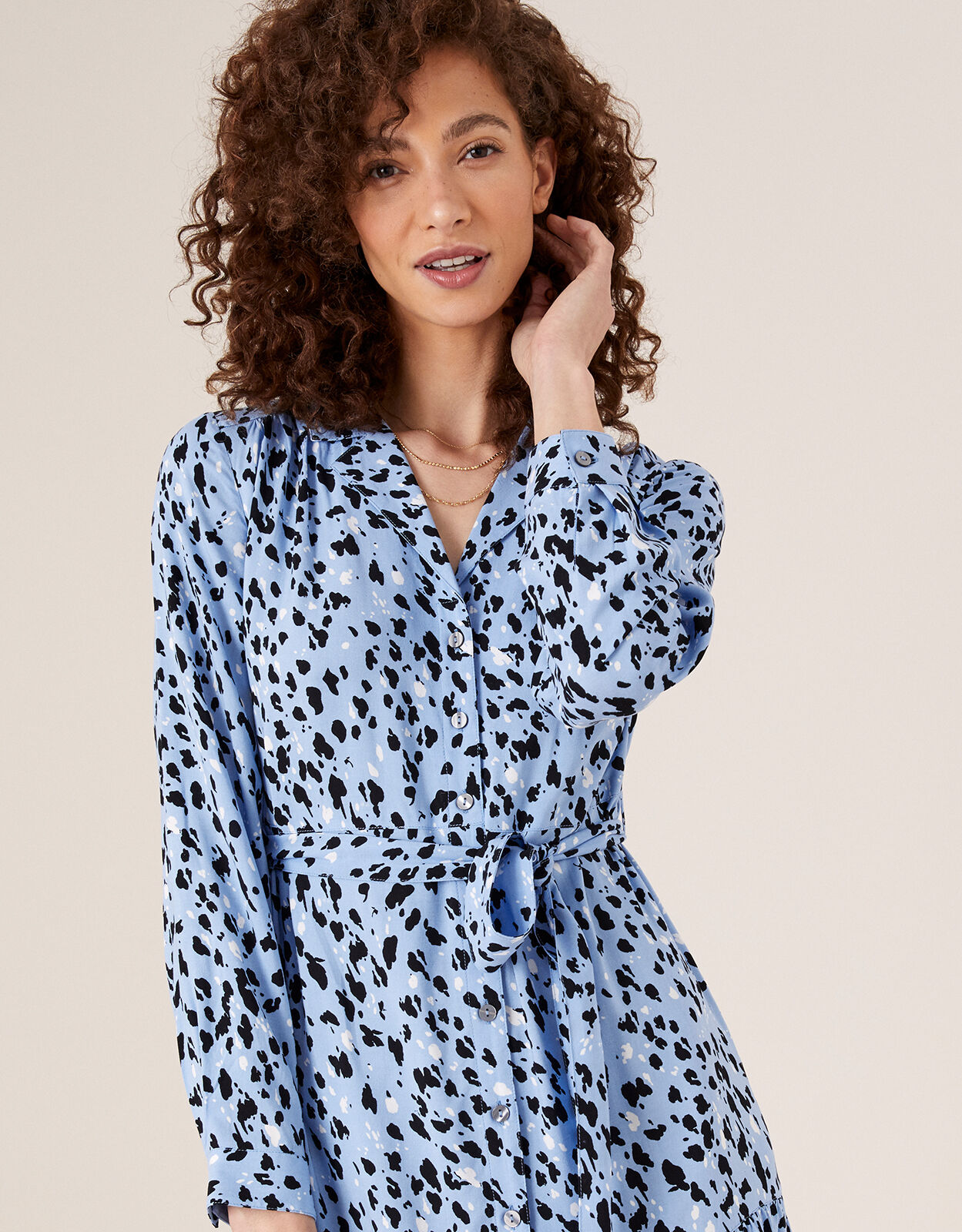 Blue leopard shirt dress shop