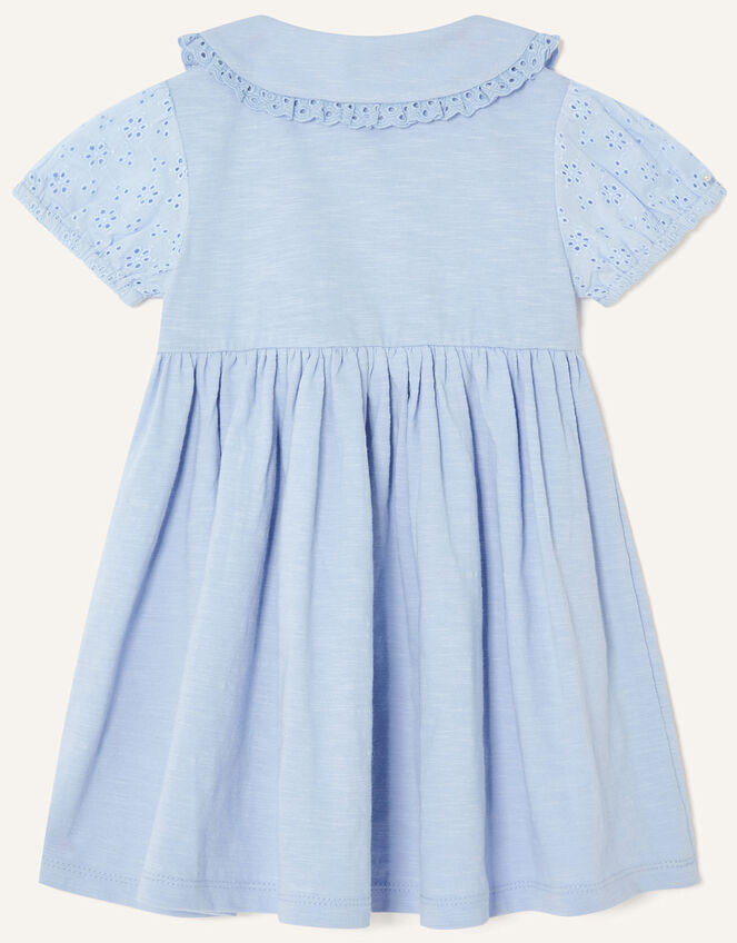 Baby Broderie Sleeve Floral Hem Dress , Blue (BLUE), large