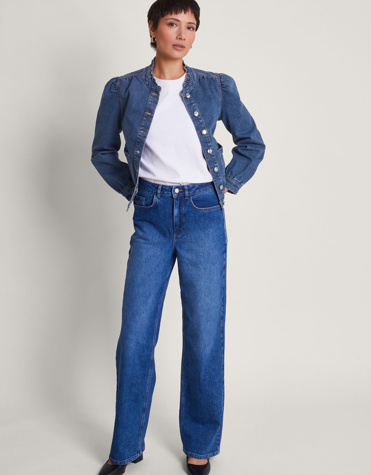 Louisa Frill Denim Jacket Blue