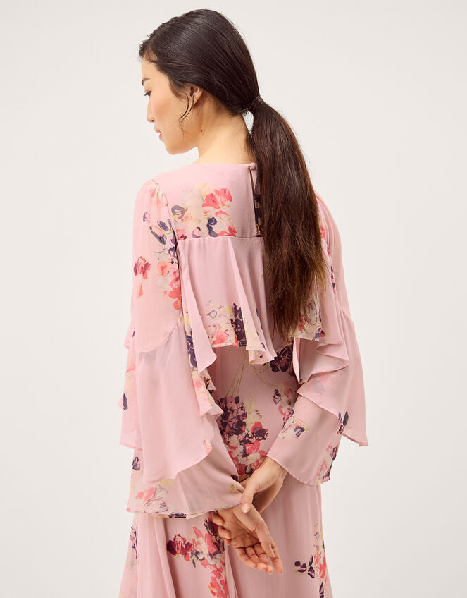 Amber Floral Cape Maxi Dress, Pink (PINK), large