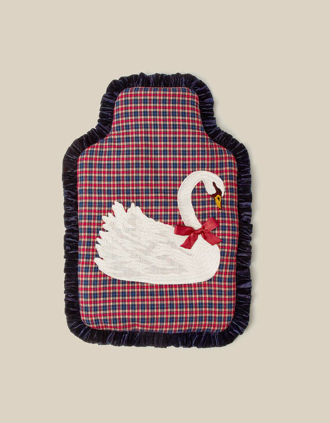 Swan Tartan Hot Water Bottle Cover, , large